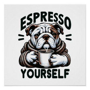 Warm Espresso Bulldog - Cozy Coffee Poster
