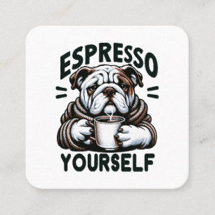Warm Espresso Bulldog - Cozy Coffee Square Business Card