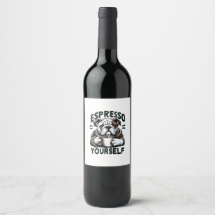Warm Espresso Bulldog - Cozy Coffee Wine Label