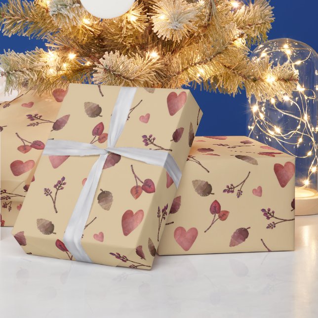 Warm Fall Aesthetic Pattern, Autumn Cozy Vibes  Wrapping Paper (Holidays)