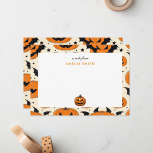 Warm Fall Autumn pumpkin Halloween Party Note Card