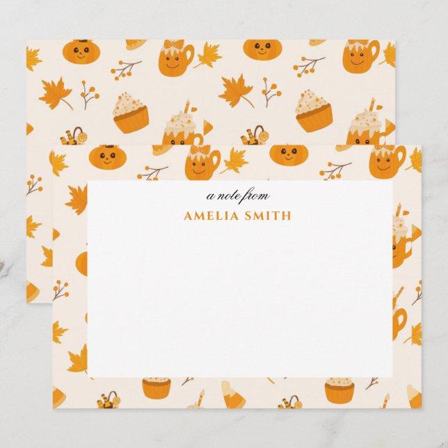 Warm Fall Autumn pumpkin Note Card (Front/Back)