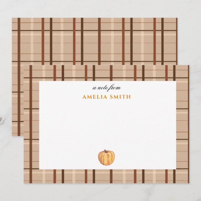 Warm Fall Autumn pumpkin Note Card (Front/Back)