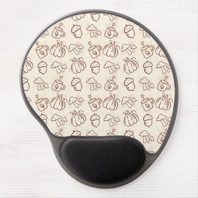 Warm Fall Botanical Sketch Gel Mousepad with Wrist (Front)