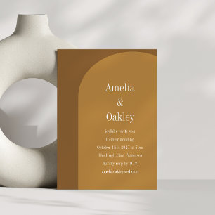Warm Fall Brown Arch Elegant Modern Wedding Invitation