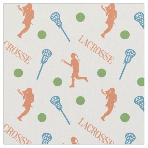 Warm Fall Colors Female Lacrosse Player Pattern Fabric