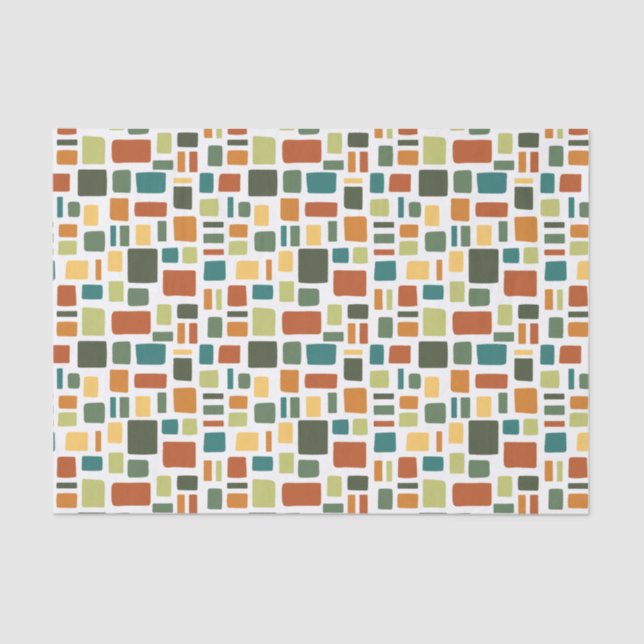 Warm Fall Colors Wonky Squares & Rectangles Tissue Paper (Front)