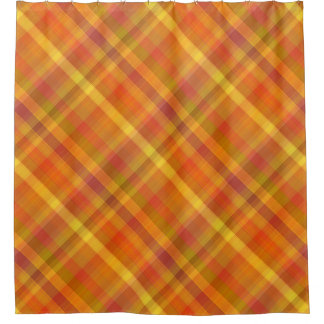 Warm Fall Orange Plaid Pattern Shower Curtain