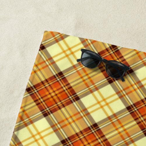 Warm fall plaid beach towel