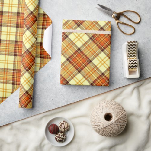 Warm fall plaid wrapping paper
