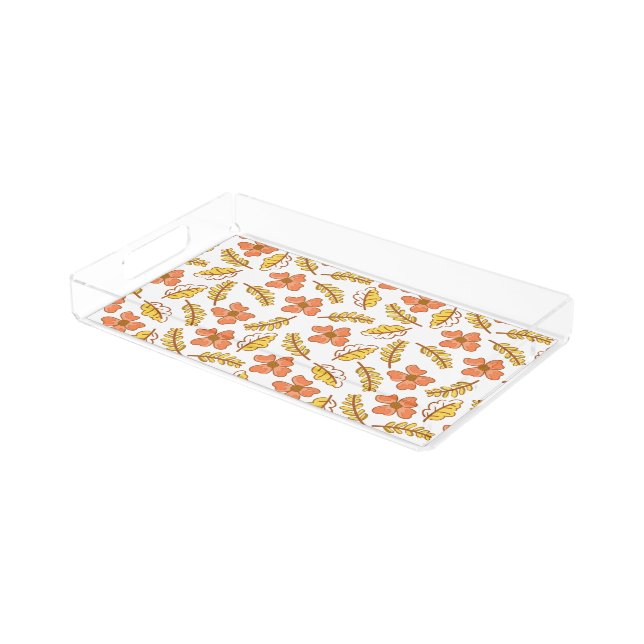 Warm Falling Autumn Leaves with Flowers Acrylic Tray (Angled)