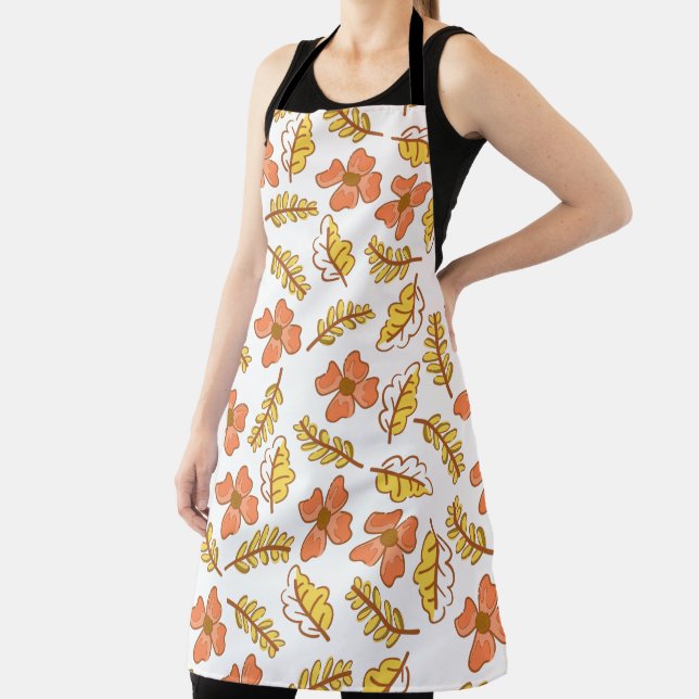 Warm Falling Autumn Leaves with Flowers Apron (Insitu)