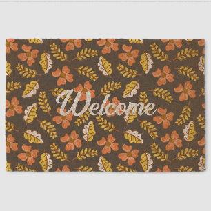 Warm Falling Autumn Leaves with Flowers Fiber Doormat