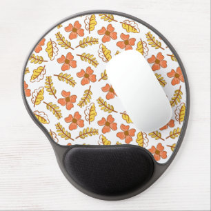Warm Falling Autumn Leaves with Flowers Gel Mouse Pad