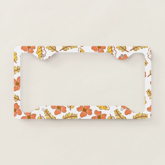 Flower and Leaves License Plate Frame 