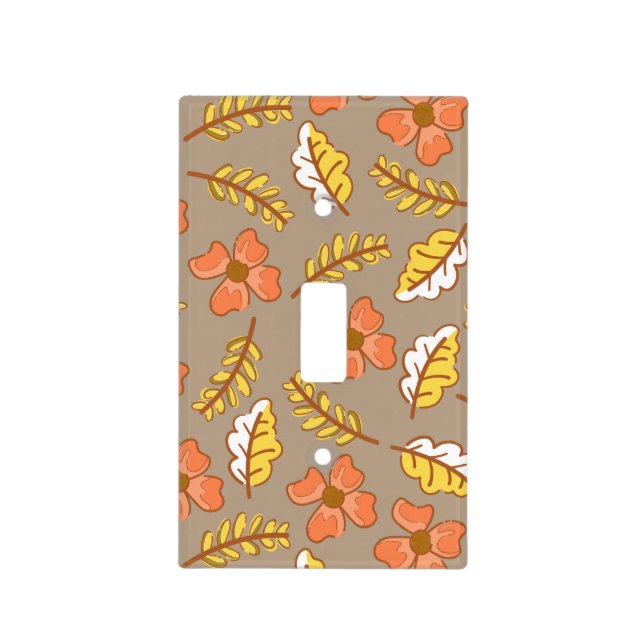 Warm Falling Autumn Leaves with Flowers Light Switch Cover (Front)