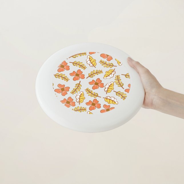 Warm Falling Autumn Leaves with Flowers Wham-O Frisbee (In Hand)