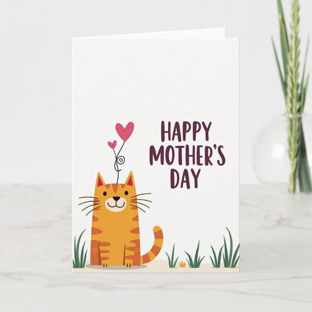 Warm Feline Mothers Day Card (Front)