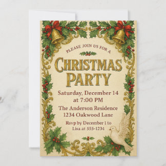 Warm & Festive Vintage Christmas Party Invitation