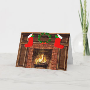 Warm Fireplace Holiday Greeting Card