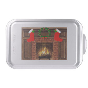 Warm Fireplace With Stockings Cake Pan