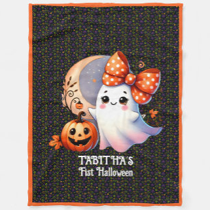 Warm First Halloween Add Name Baby Fleece Blanket