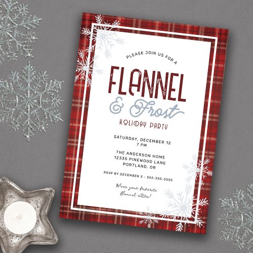 Warm Flannel and Frost Christmas Holiday Party Invitation