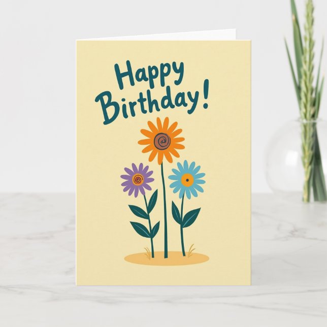 Warm Floral Birthday Card (Front)