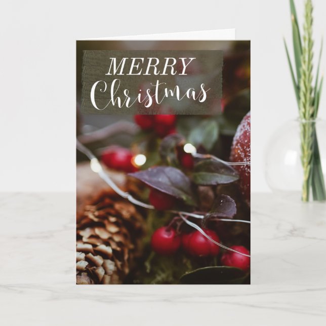 Warm Floral Folded Christmas Card (Front)