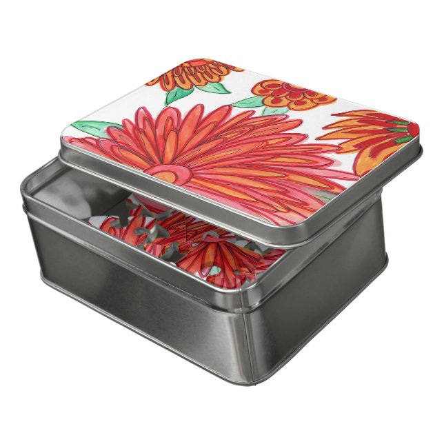 Warm Flowers Jigsaw Puzzle in Metal Box (Lid Open)