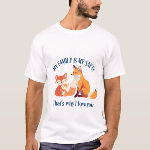 Warm Forest Fox Family with Loving Vibes T-Shirt