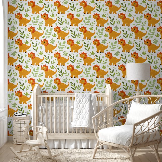 Warm Forest Triceratops Wallpaper (Kids)