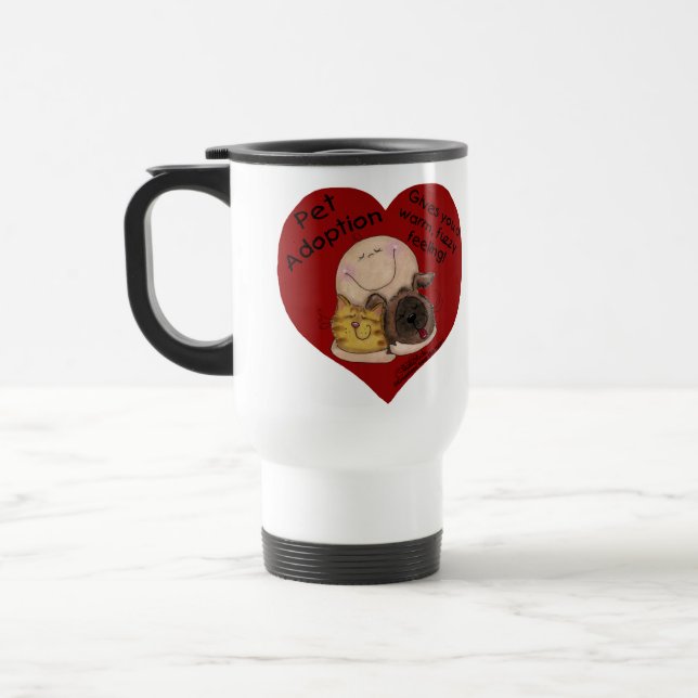 Warm, Fuzzy Feeling! Heart Travel Mug (Left)