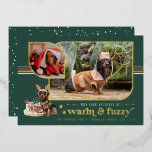 Warm & Fuzzy | Pet Holiday Photo Card<br><div class="desc">Pets are a part of the family and no doubt about it, they deserve a place on your Christmas cards! Featuring a fun lettering and cute illustrations this card is a great way to celebrate the friendship you share with your furry friend. Add your custom wording to this design by...</div>