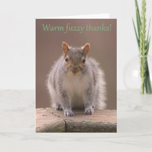 Warm fuzzy squirrel thank you! letterpress thank you card