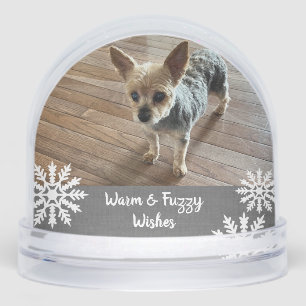 Warm & Fuzzy Wishes Gray Rustic Pet Snow Globe
