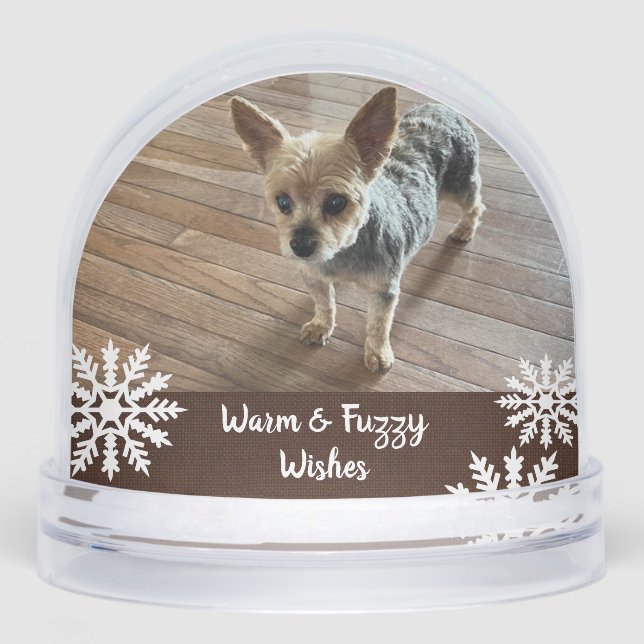 Warm & Fuzzy Wishes Rustic Pet Snow Globe (Front)