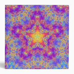 Warm Glow Star Bright Color Swirl Kaleidoscope Art 3 Ring Binder