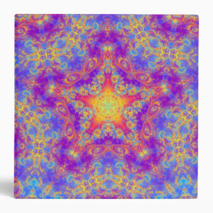 Warm Glow Star Bright Color Swirl Kaleidoscope Art 3 Ring Binder