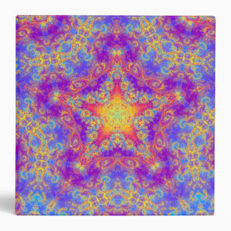 Warm Glow Star Bright Color Swirl Kaleidoscope Art 3 Ring Binder