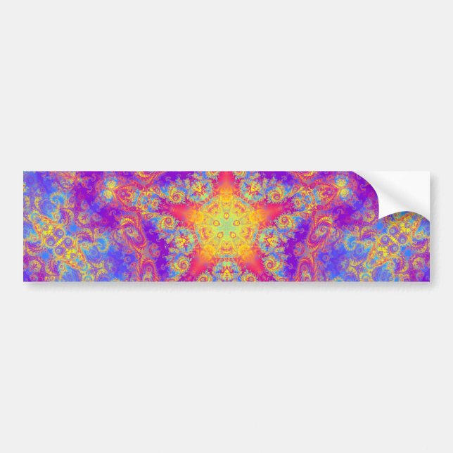 Warm Glow Star Bright Color Swirl Kaleidoscope Art Bumper Sticker (Front)