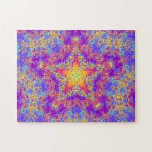 Warm Glow Star Bright Color Swirl Kaleidoscope Art Jigsaw Puzzle