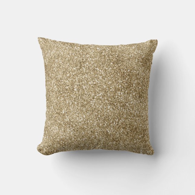 Warm Gold Glam Glitter Glitz  Throw Pillow (Front)