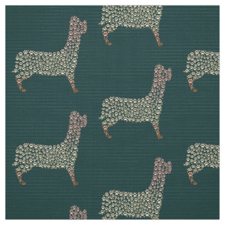 Warm Gold Gradient Paw Print Dog Silhouette Fabric