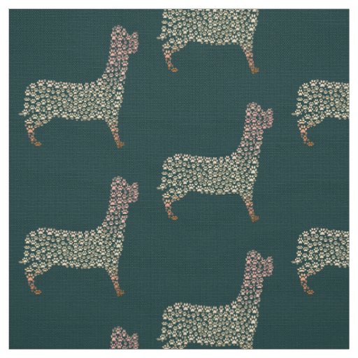 Warm Gold Gradient Paw Print Dog Silhouette Fabric