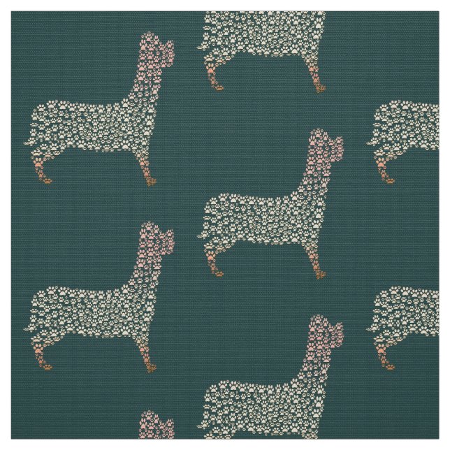 Warm Gold Gradient Paw Print Dog Silhouette Fabric (Swatch)