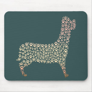 Warm Gold Gradient Paw Print Dog Silhouette Fabric Mouse Pad