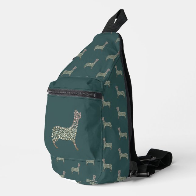 Warm Gold Gradient Paw Print Dog Silhouette Fabric Sling Bag (Right Corner)