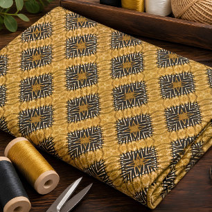 Warm Gold Tribal Geometric Pattern  Fabric