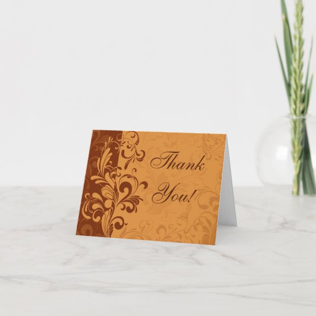 Warm Golden Autumn Swirl Thank You Card (Front)
